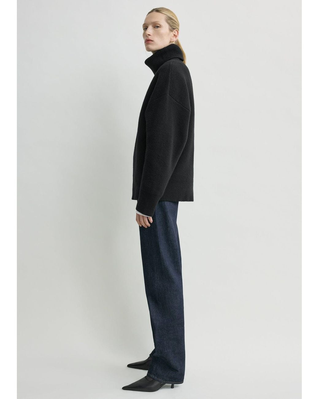 Totême Black Double-Knit Turtleneck