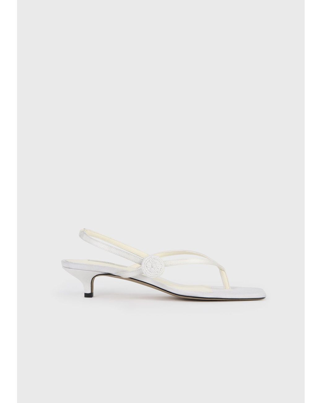 Totême White Slingback Satin Flip Flops