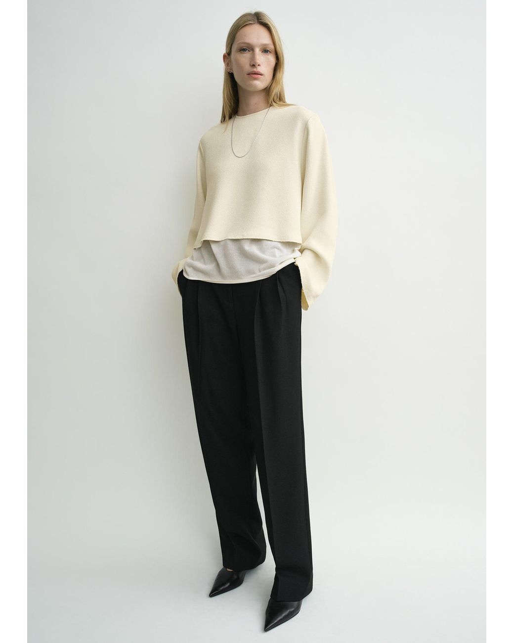 Totême White Cropped Sablé Blouse