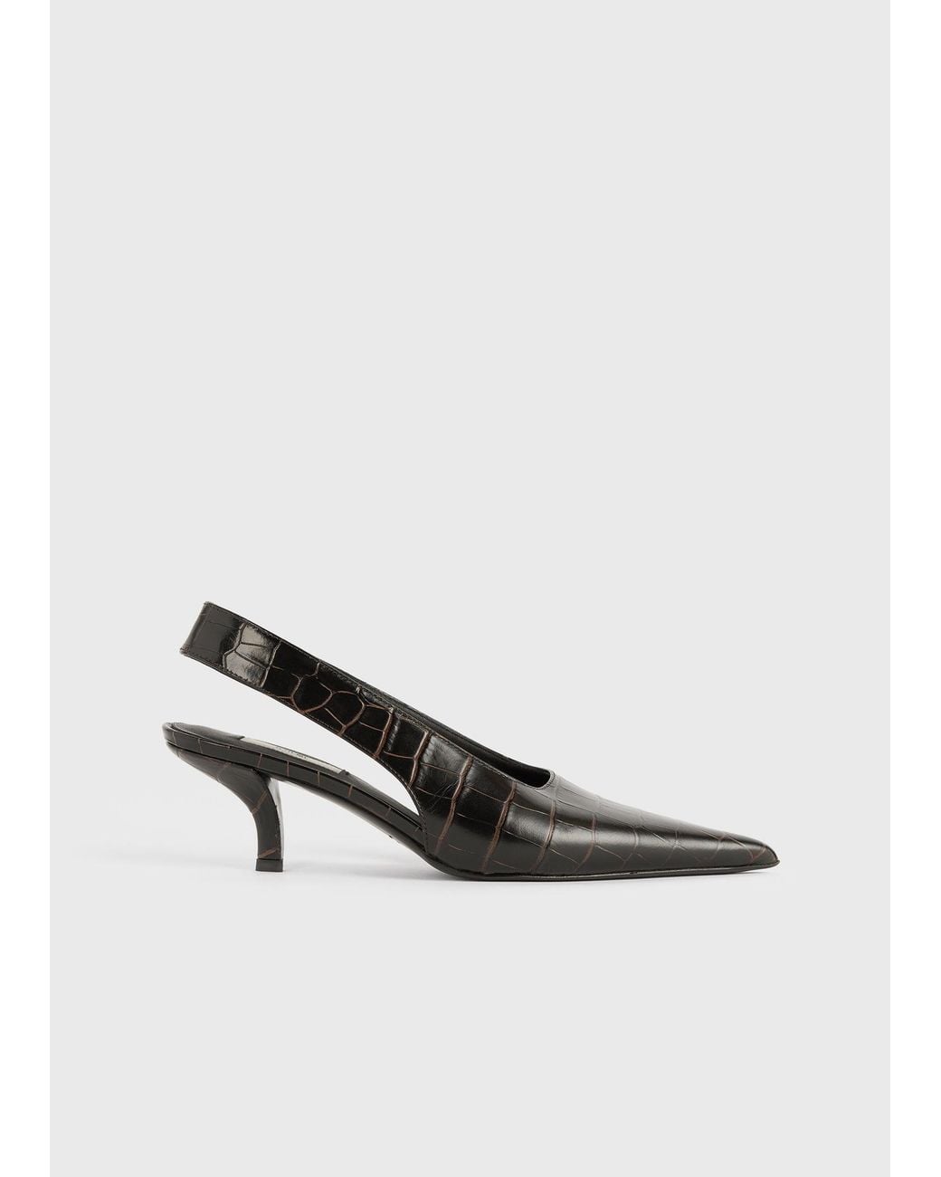 Totême White Classic Croco-Embossed Slingbacks