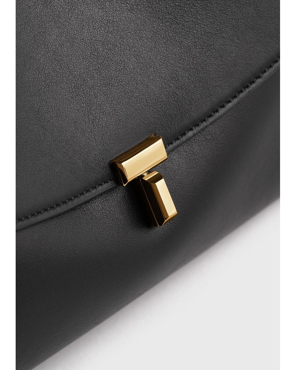 Totême  Black T-Lock Leather Satchel