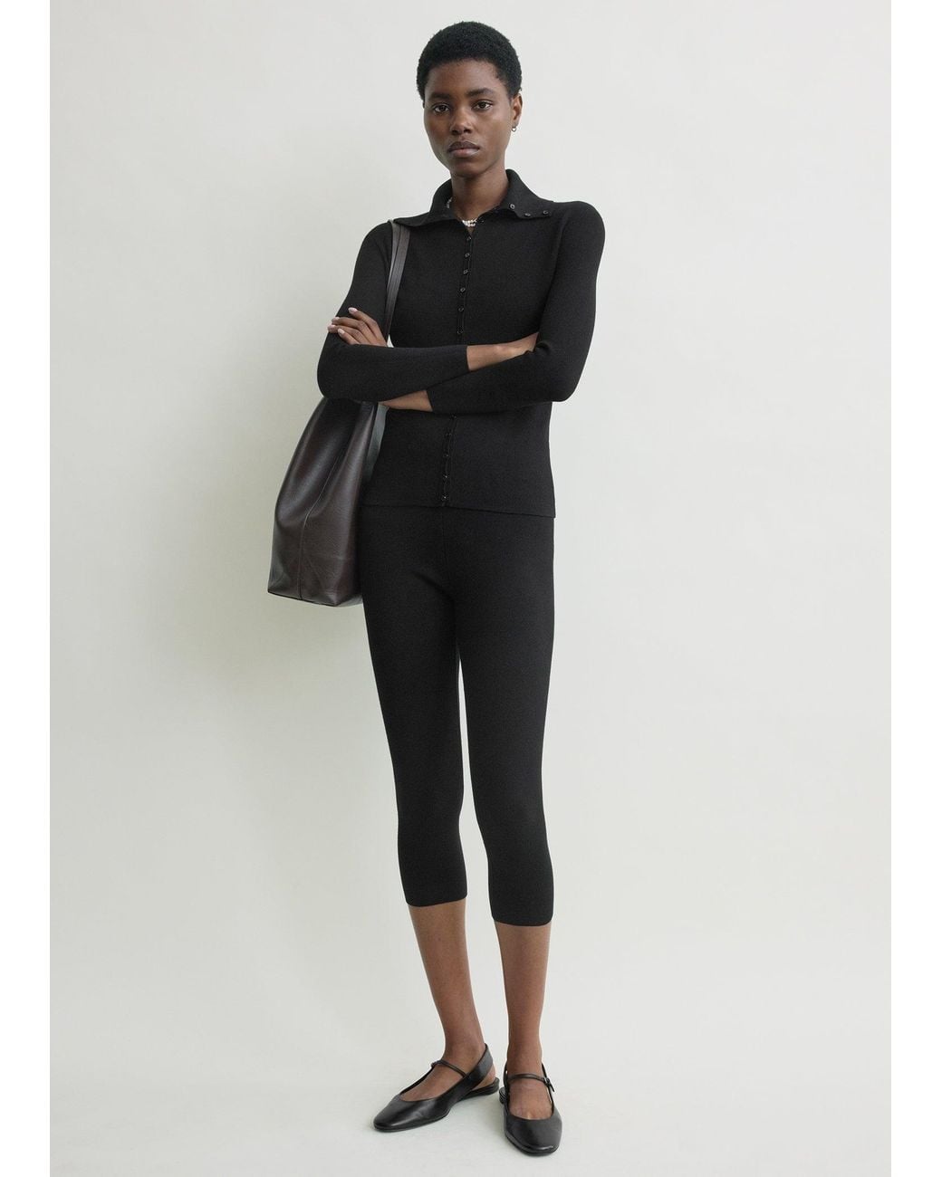 Totême Black Capri Knit Leggings