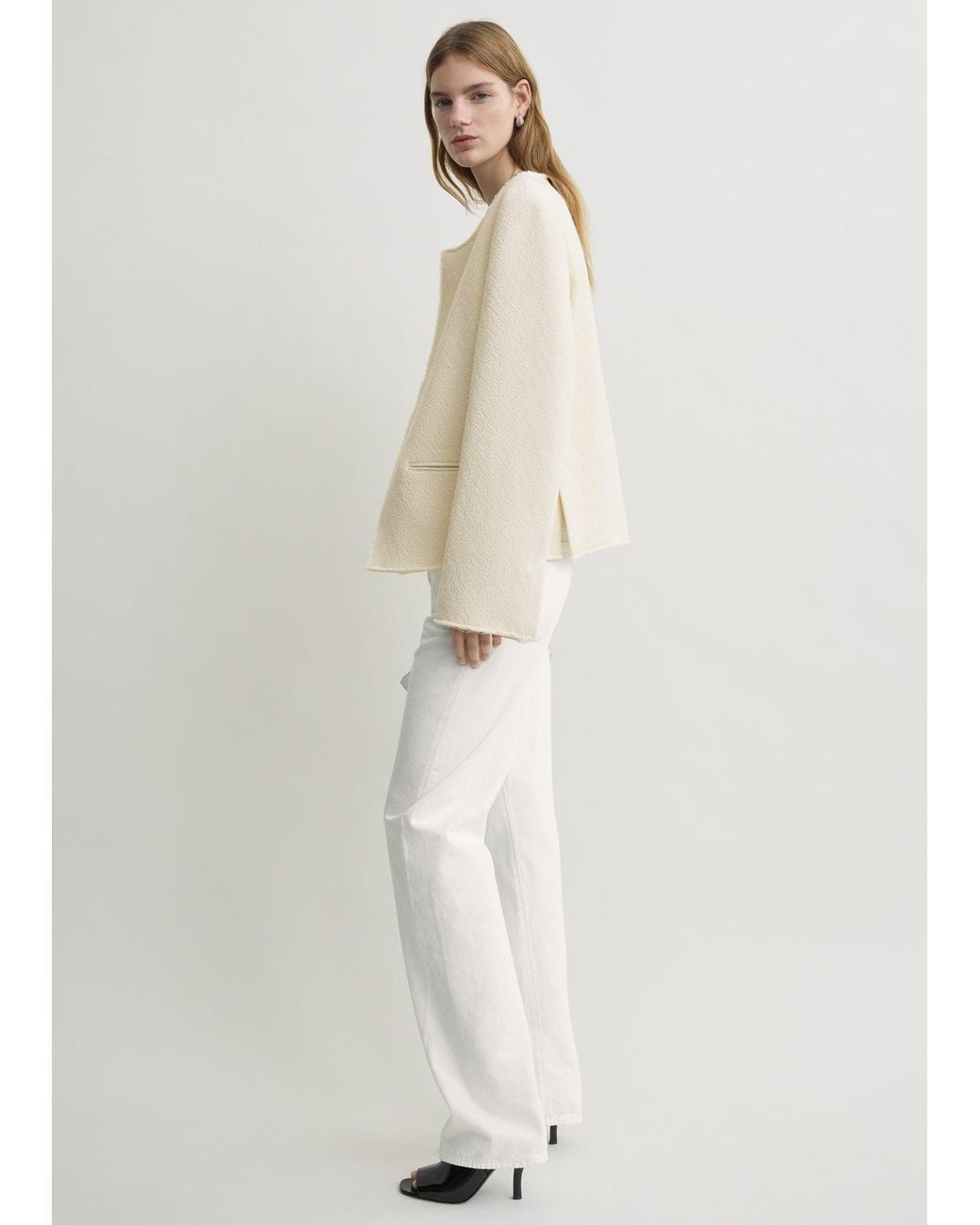 Totême  Natural Open-Front Bouclé Blazer