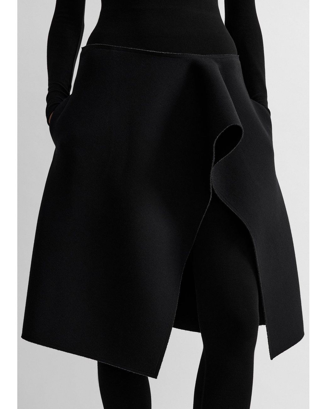 Totême Black Slit Scuba Skirt