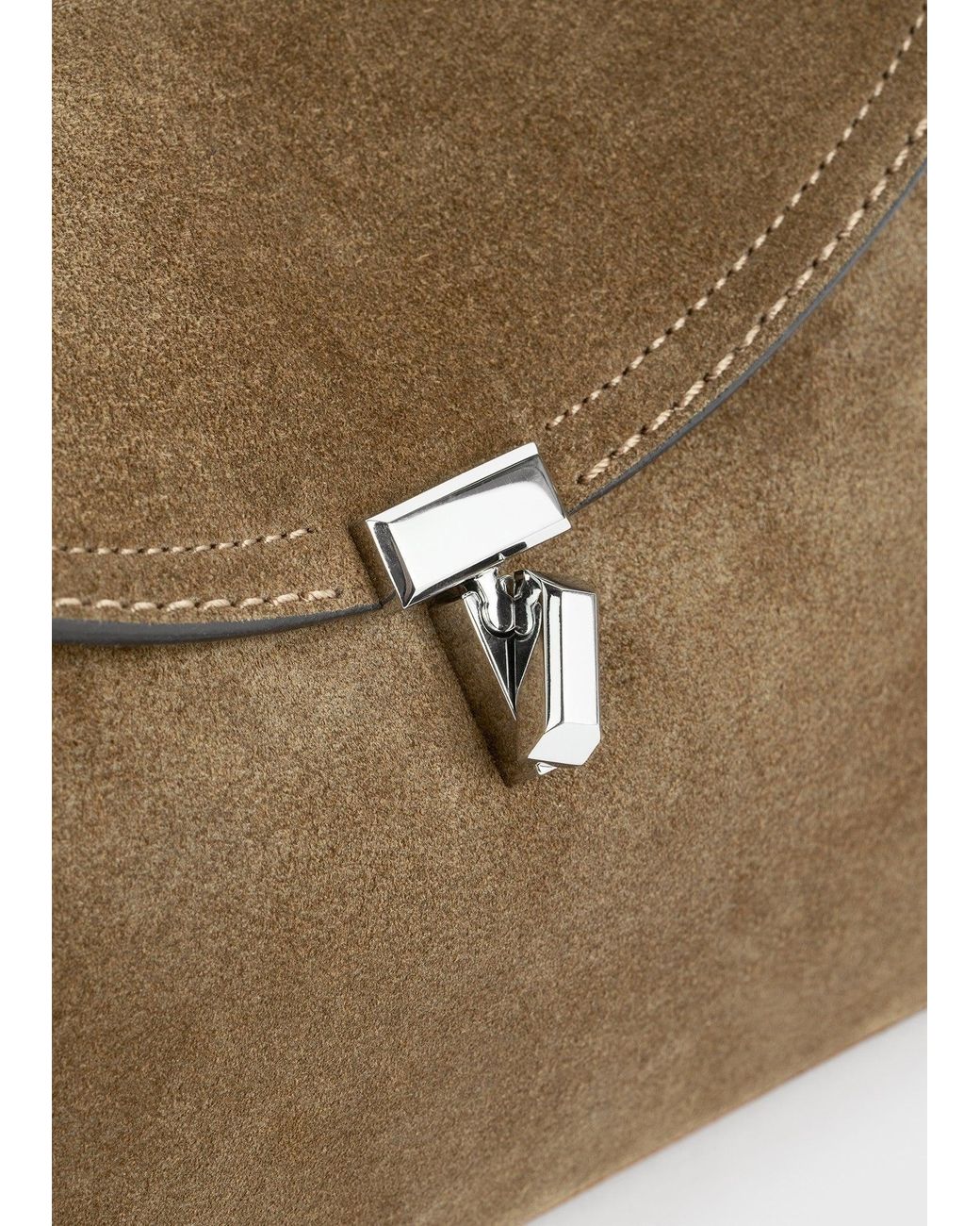 Totême  Natural T-Lock Suede Clutch
