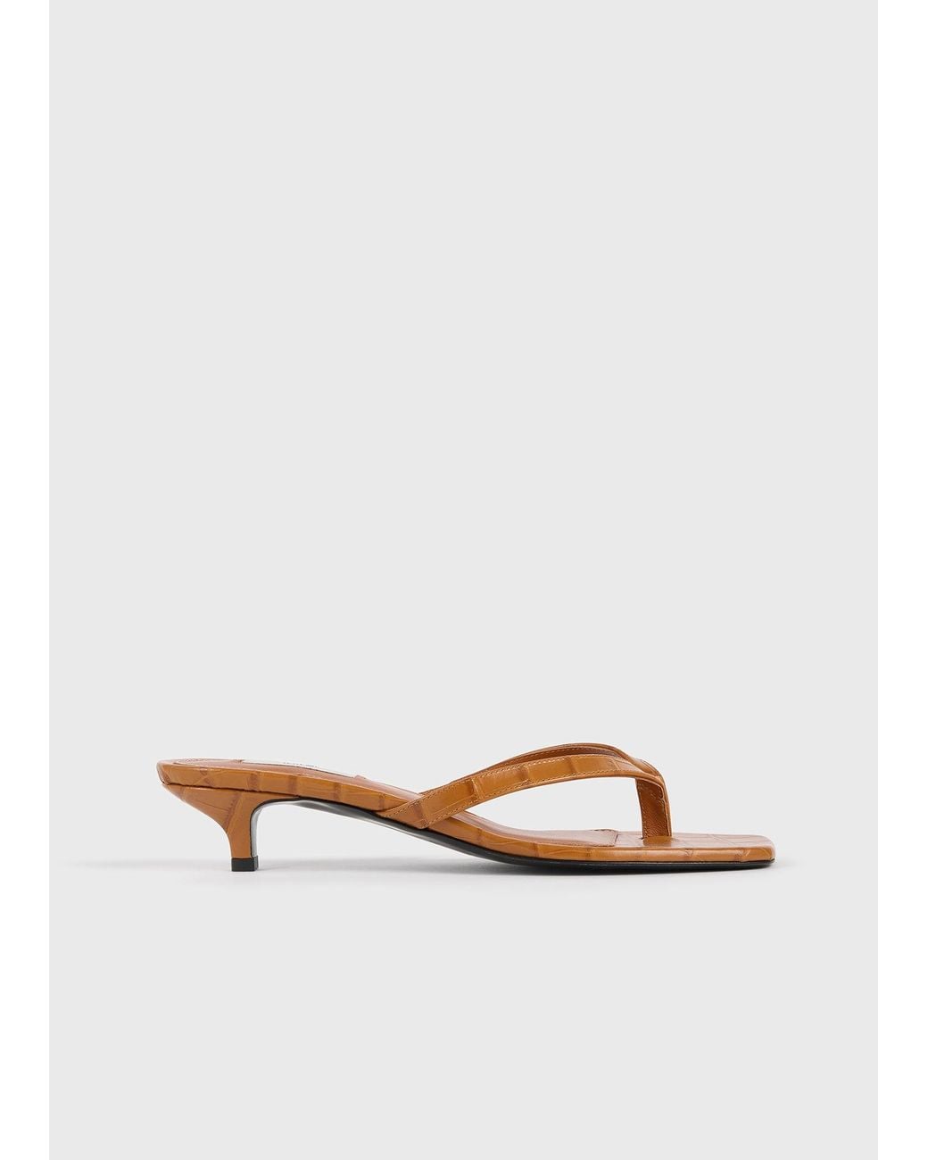 Totême White Croco-Embossed Heeled Flip Flops