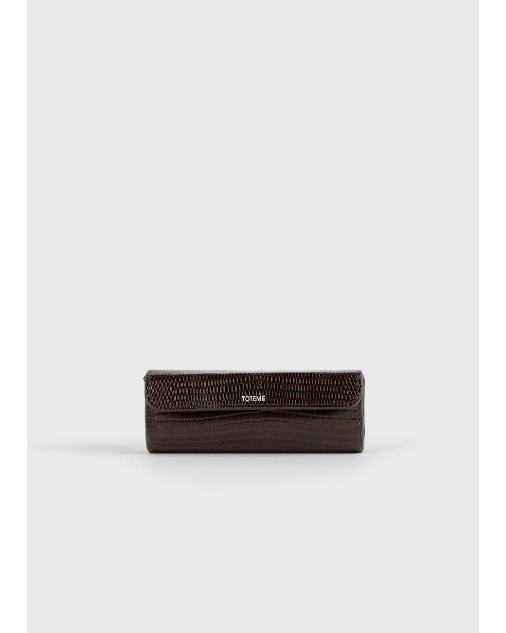 Totême White Lizard-Embossed Lipstick Case