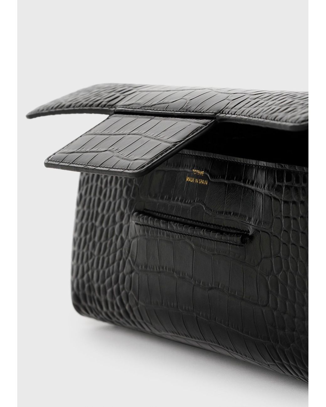 Totême  White Soft Croco-Embossed T-Clutch