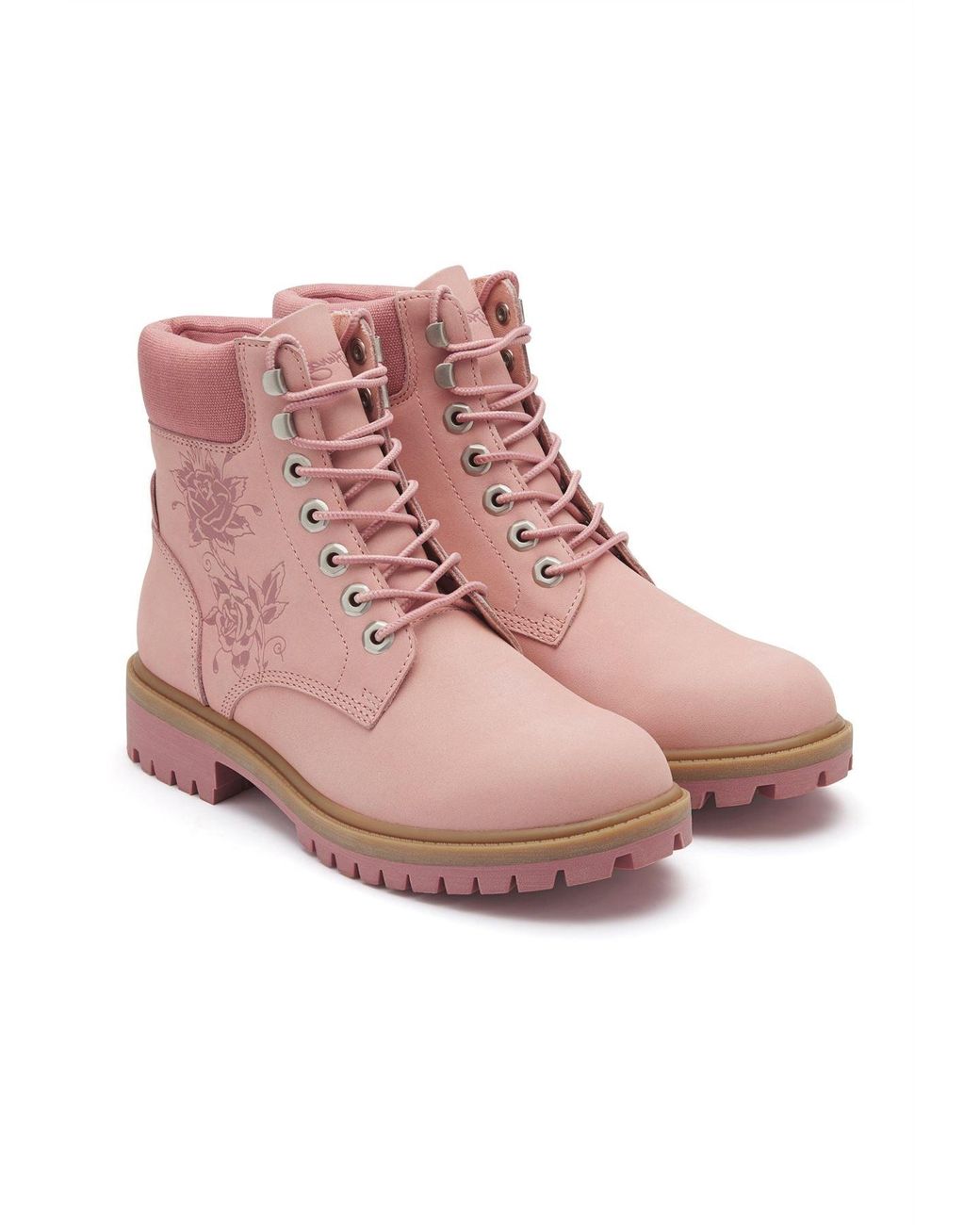 Ed Hardy Pink Wild Roses Nubuck Boots