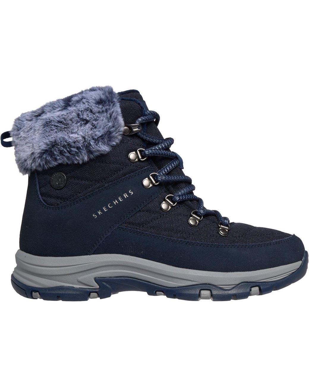 Skechers Blue Trego Stormie Frost Leather Winter Ankle Boots