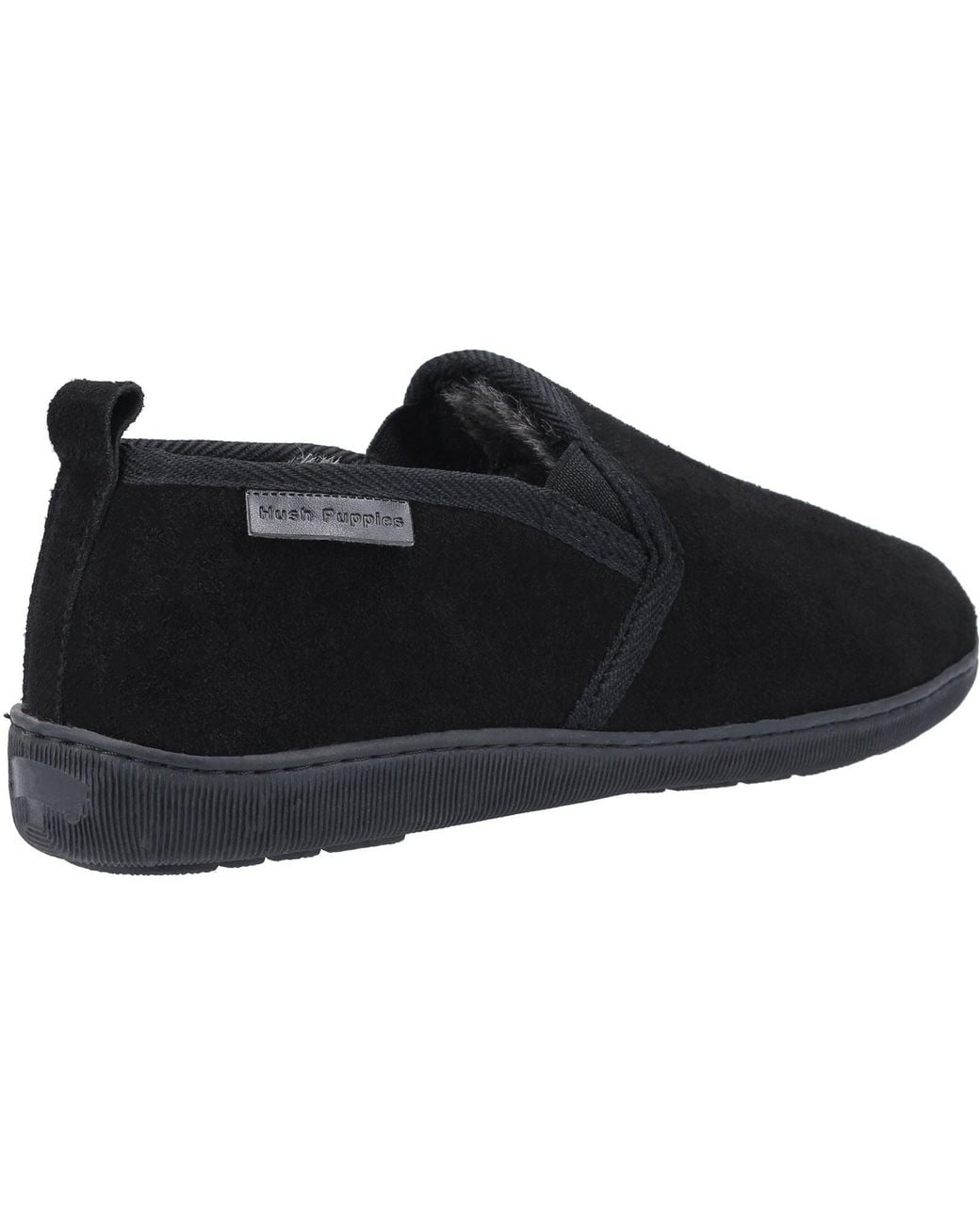Hush Puppies Black Arnold Suede Slippers for men