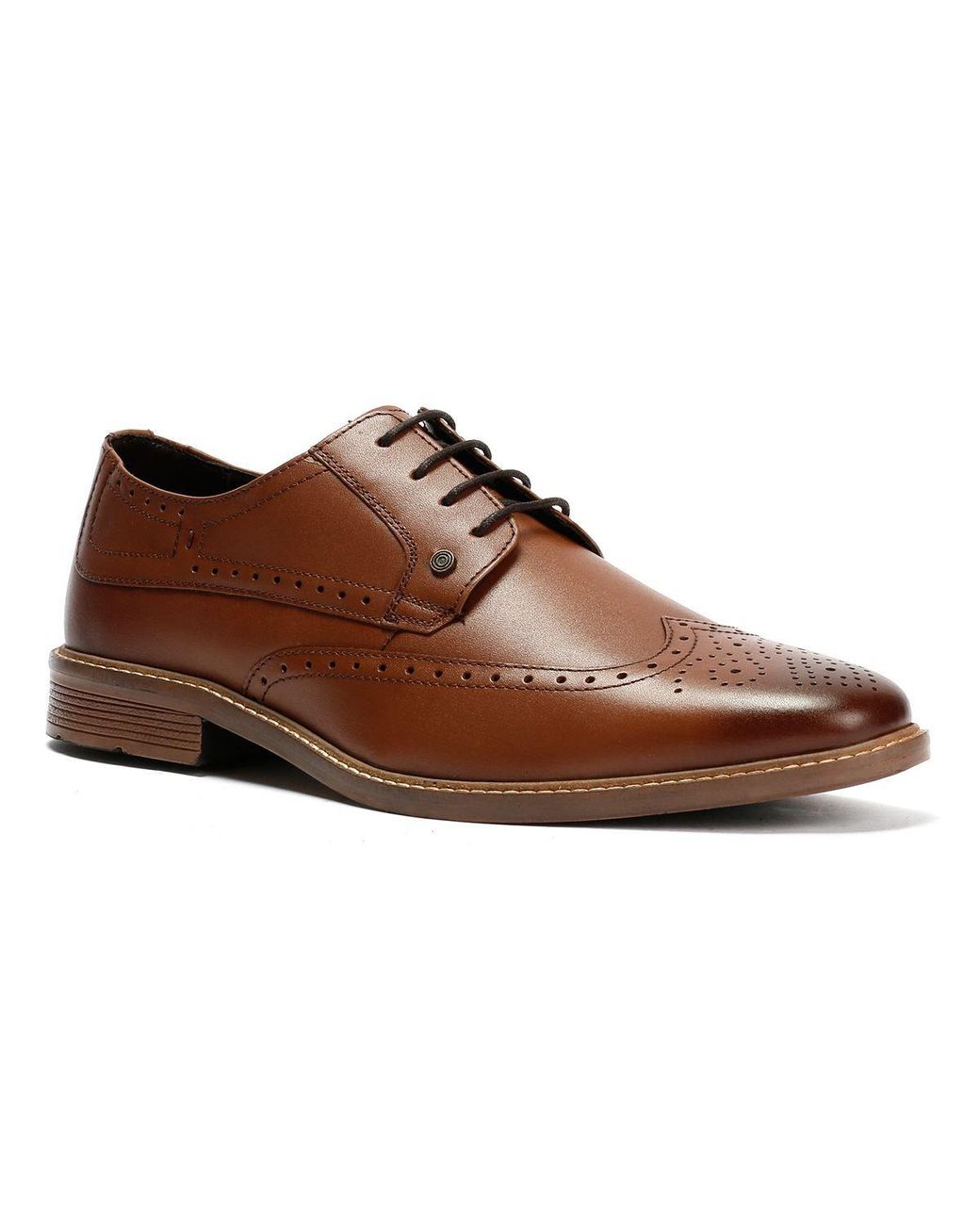 Lambretta Black Stockton Leather Tan Lace-Up Shoes for men