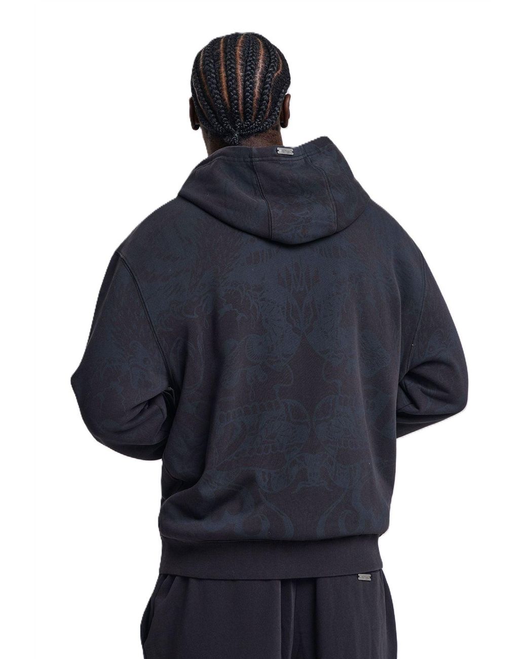 Ed Hardy Blue Shadow Eagle Graphic Relaxed Zip Thru Hoodie for men