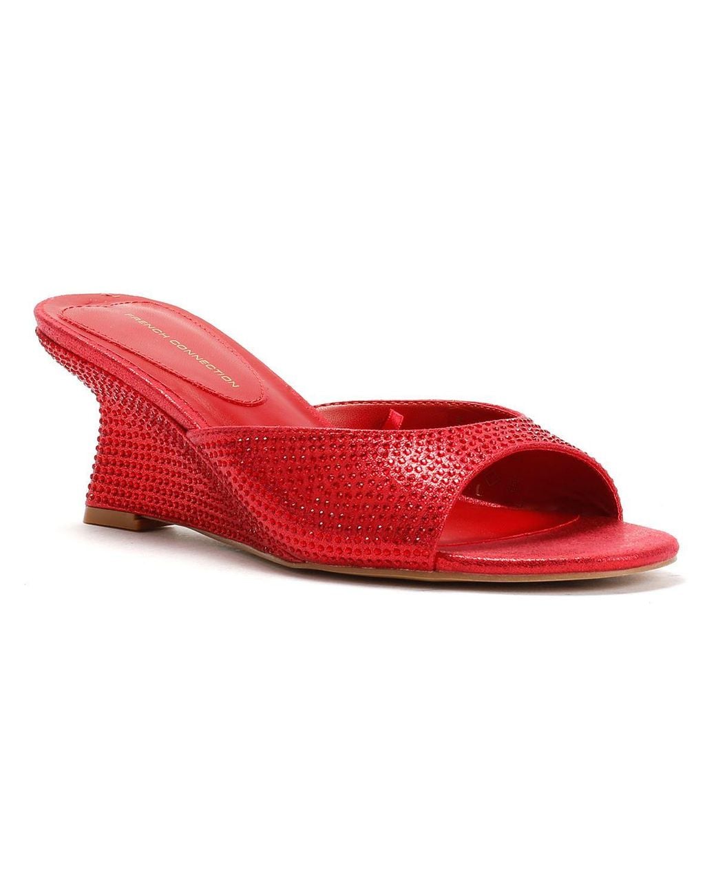 French Connection Red Tina Rhinestone Wedge Sandals