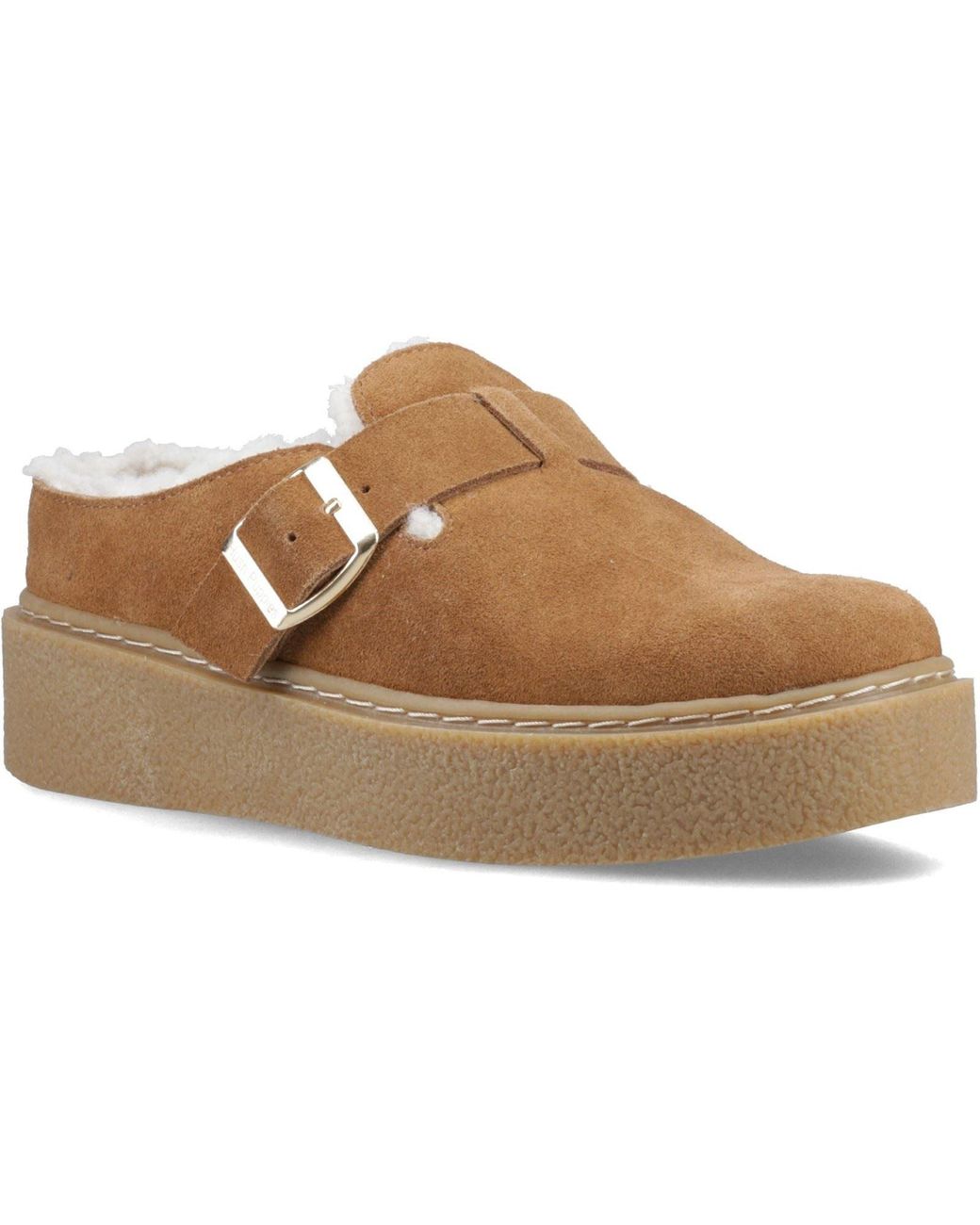 Hush Puppies Brown Blanche Fur Leather Shoes
