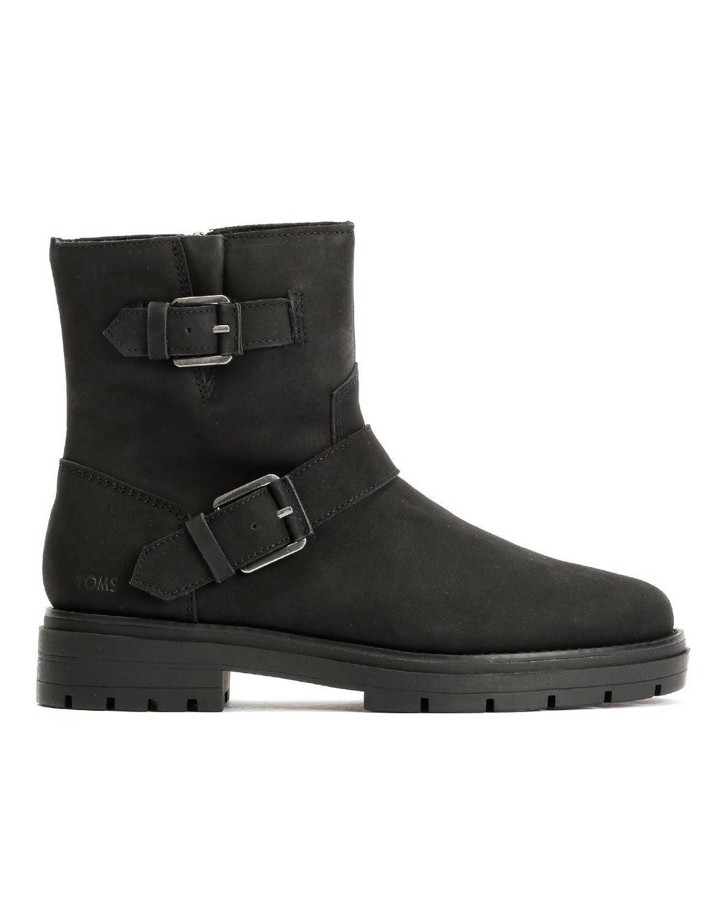 TOMS Black Ionie Moto Nubuck Leather Boots