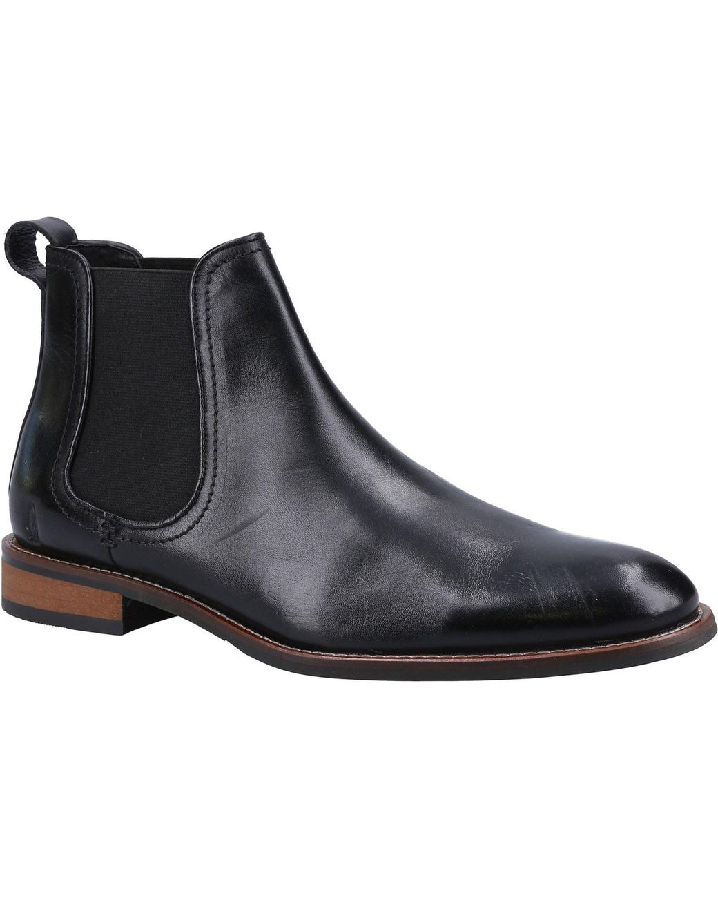 Hush Puppies Black Diego Chelsea Leather Boots for men