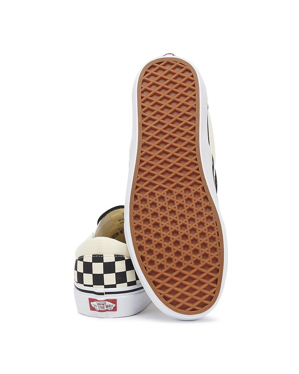 Vans White Classic Slip-On Checkboard Canvas Skate Trainers Rubber