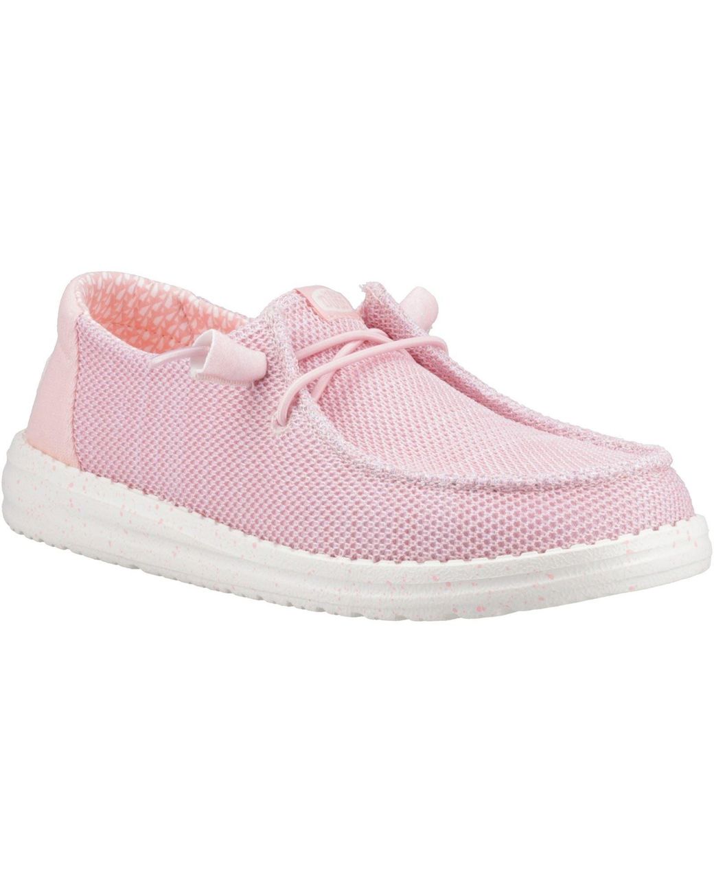 HeyDude Pink Wendy Stretch Sox Synthetic Blend Rosette Moccasins Shoes