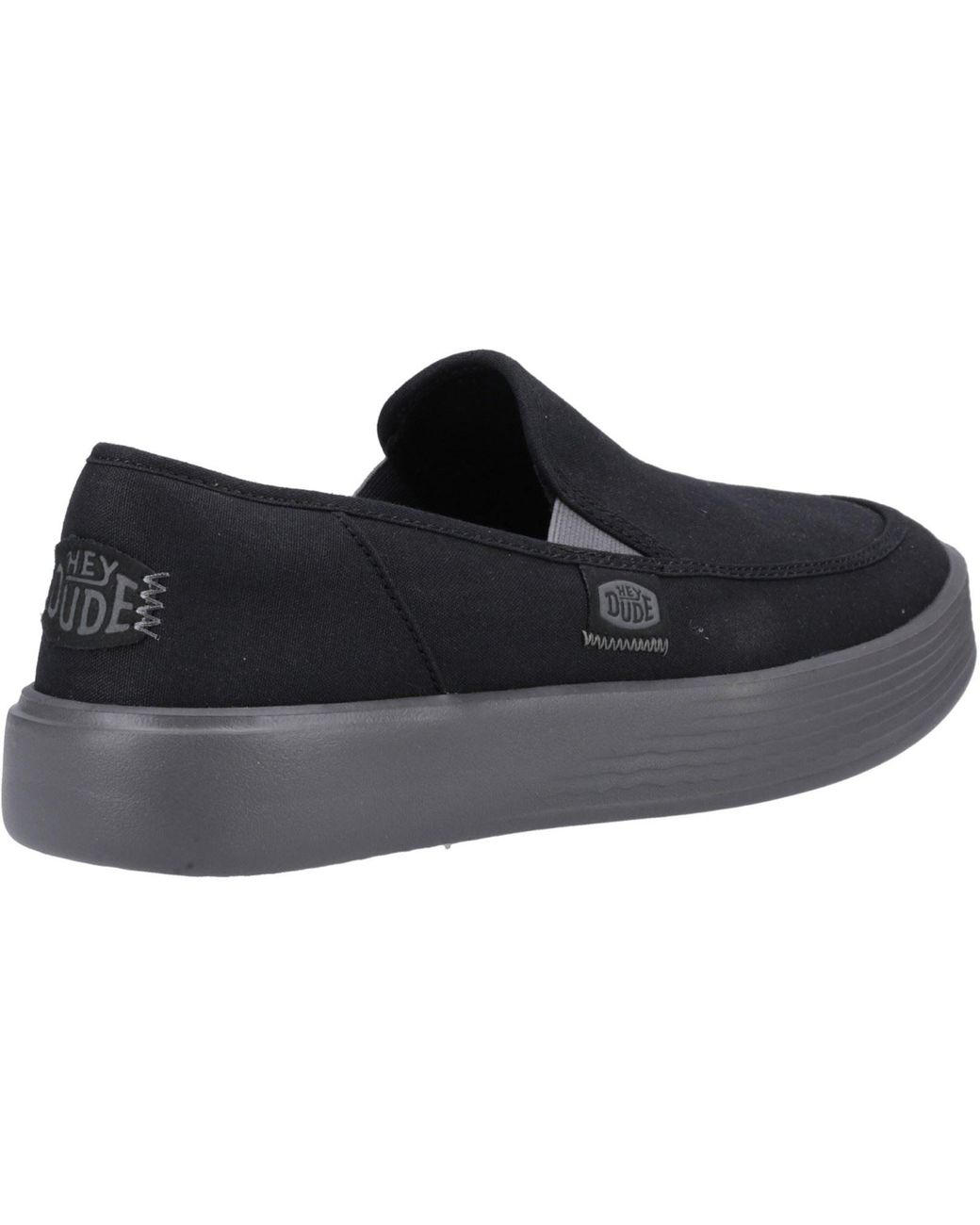HeyDude Blue Sunapee Canvas 100% Cotton /Charcoal Loafers for men