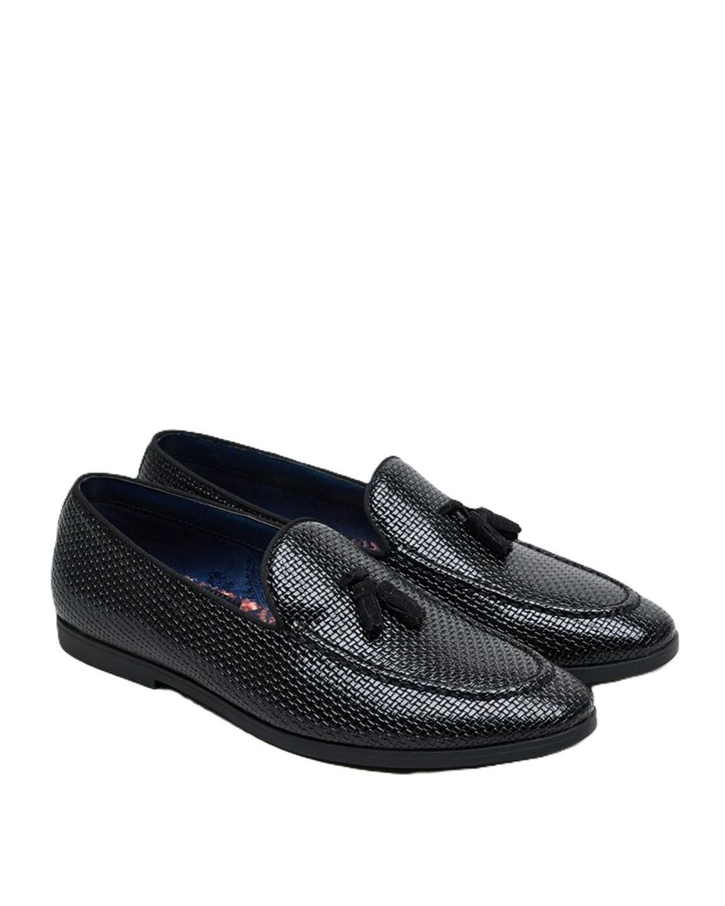 Antique Rogue Black Henry Patent Pu Leather Loafers for men