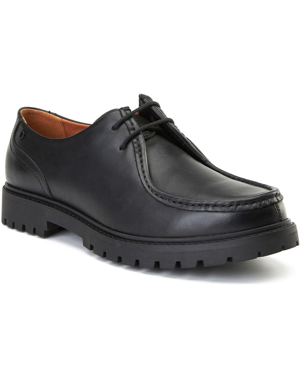 Base London Black Carbon Leather Moccasins Shoes for men