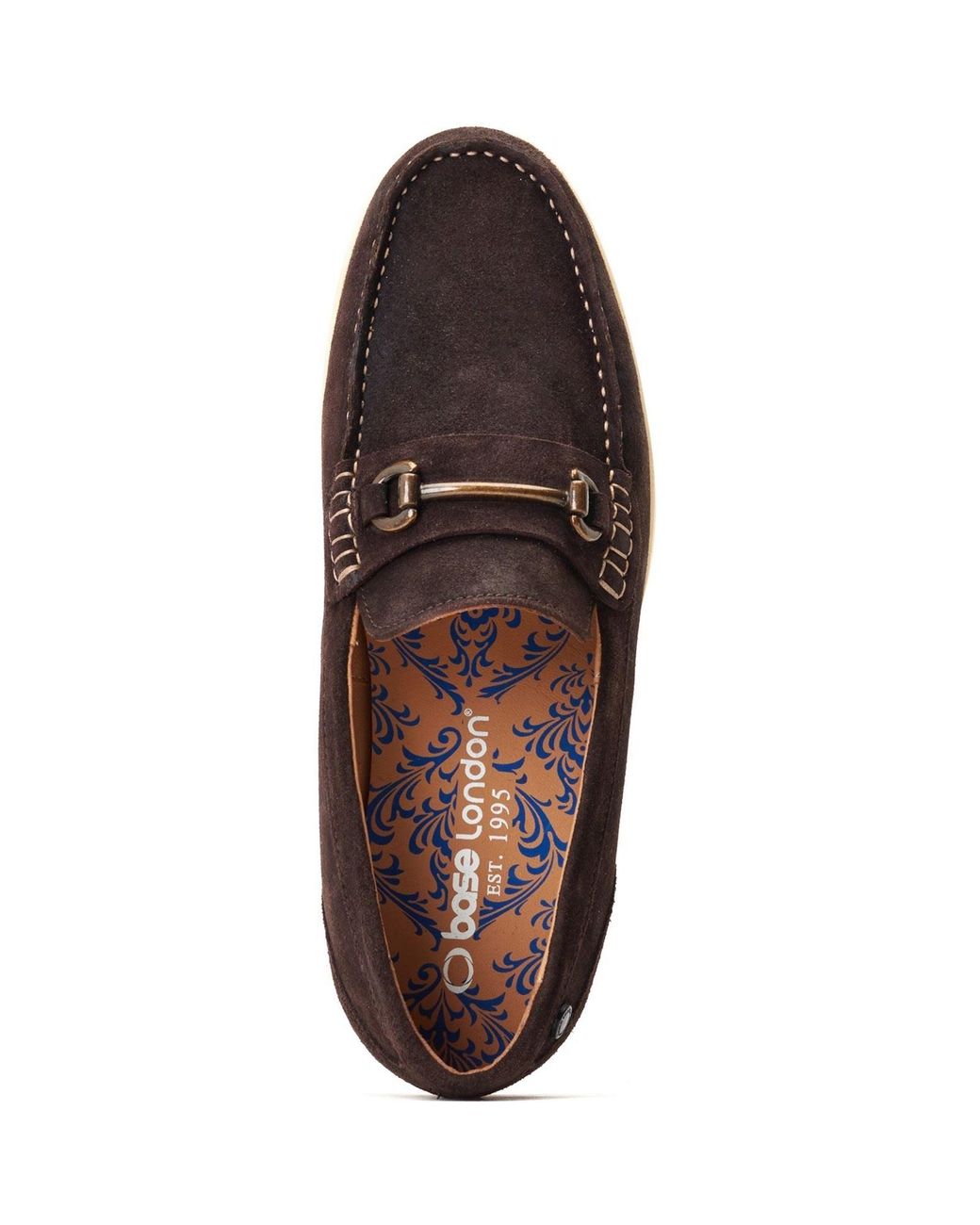 Base London Blue Snapper Leather Burnt Loafers for men