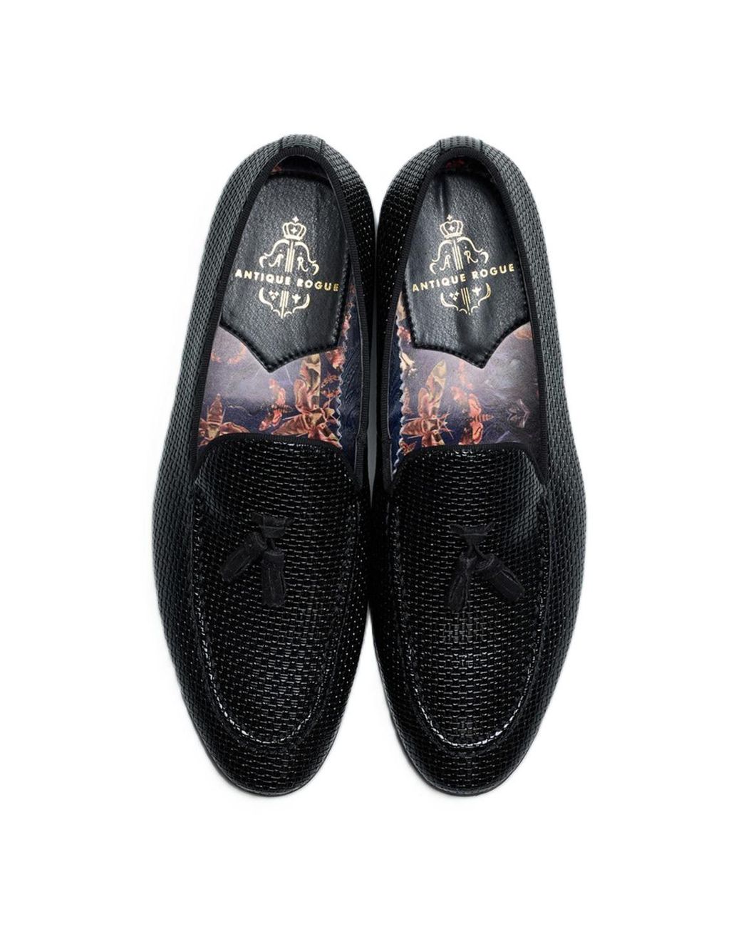 Antique Rogue Black Henry Patent Pu Leather Loafers for men