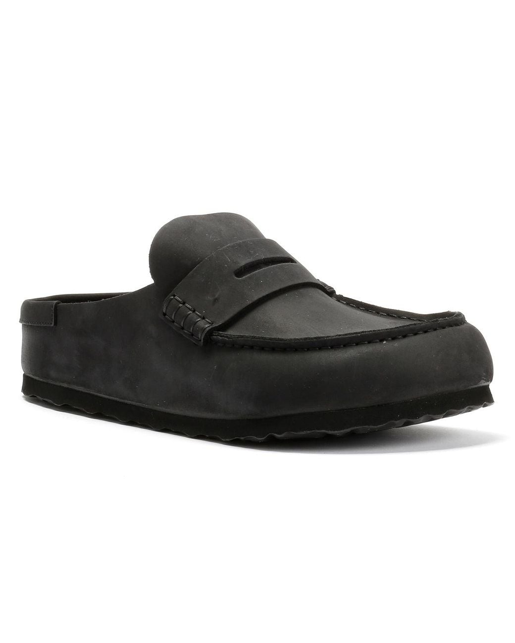 Birkenstock Black Naples Leather Regular Clogs