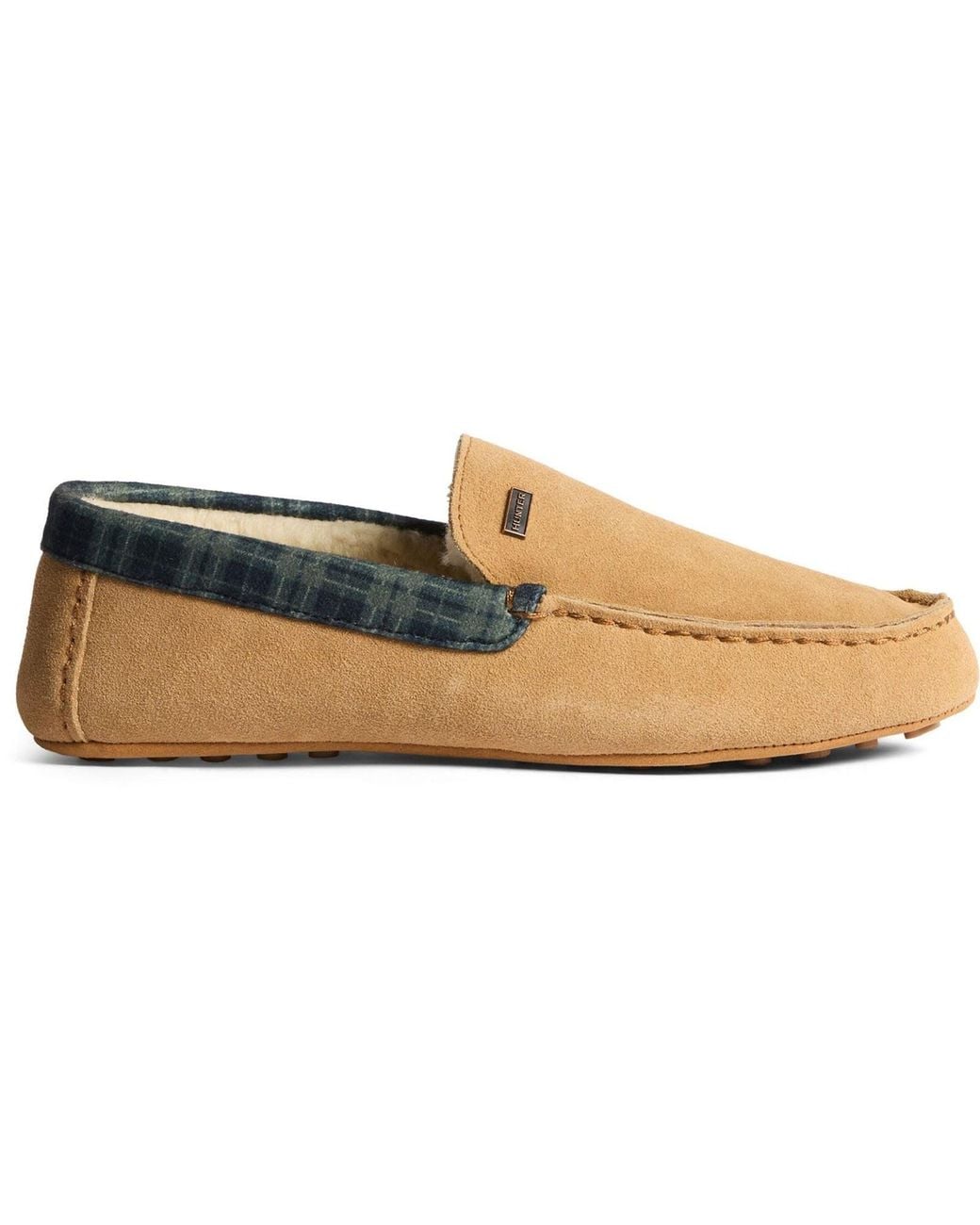 Hunter Brown Moccassin Suede Slippers for men