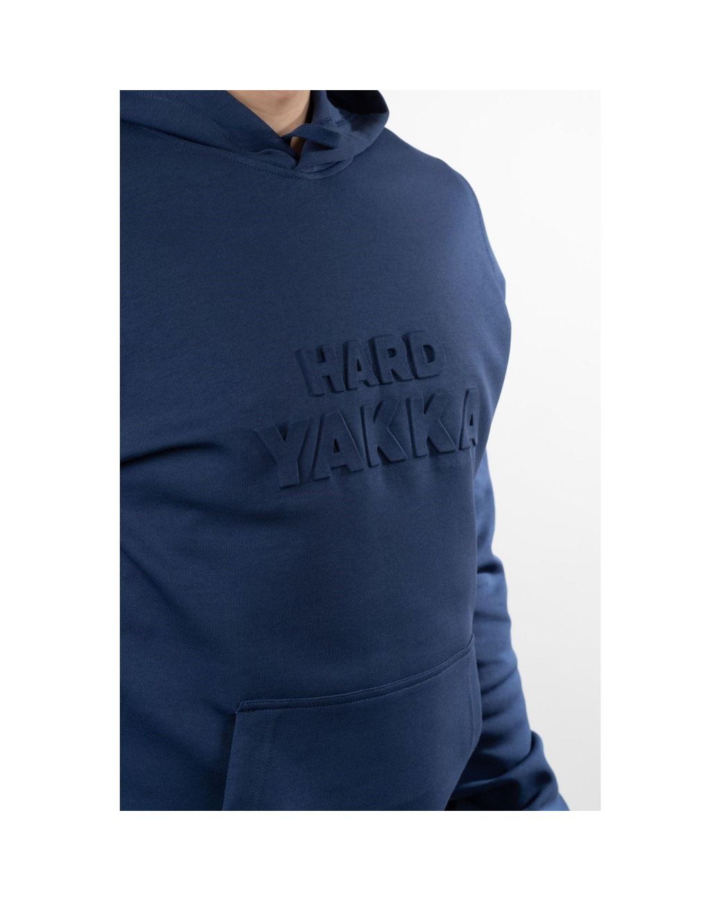 Hard Yakka Blue Embossed Pullover Cotton Hooded Sweatshirt for men