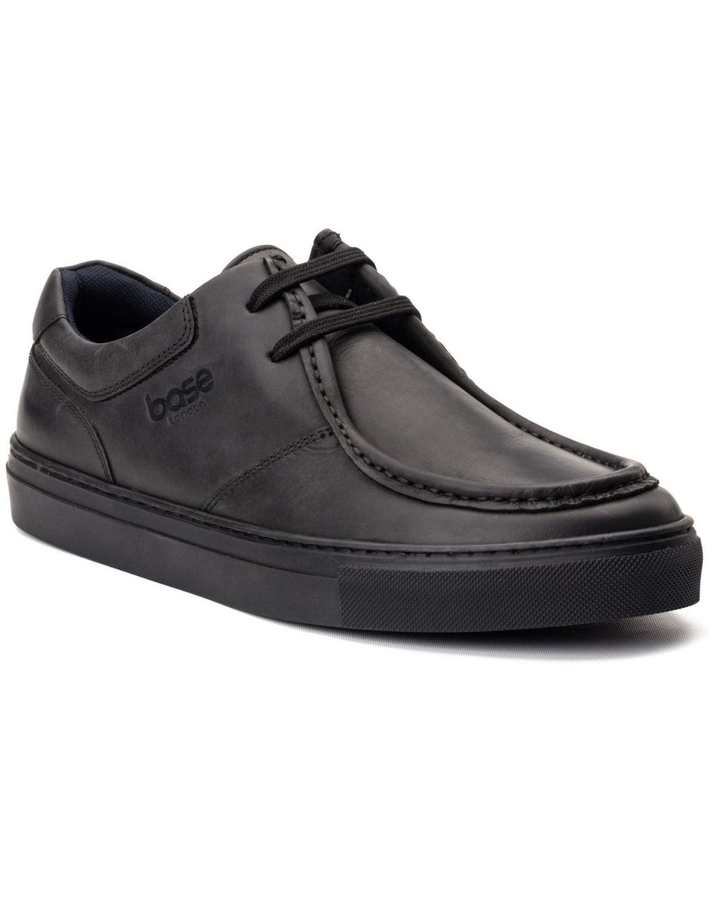 Base London Black Dalston Leather Moccasins Shoes for men
