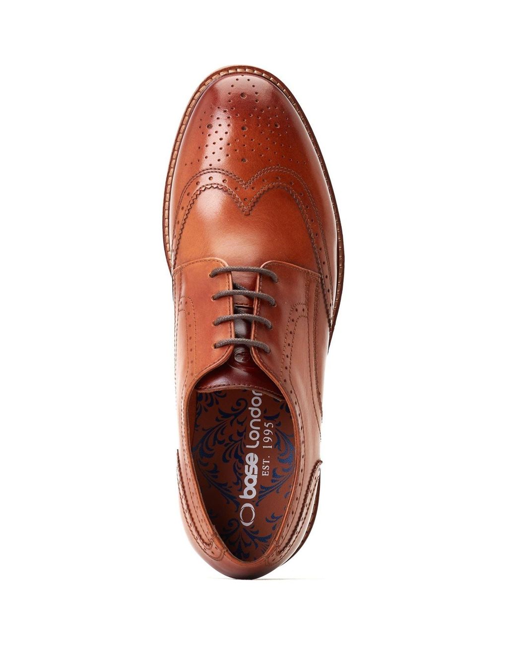 Base London Brown Joe Leather Burnt Brogues Shoes for men