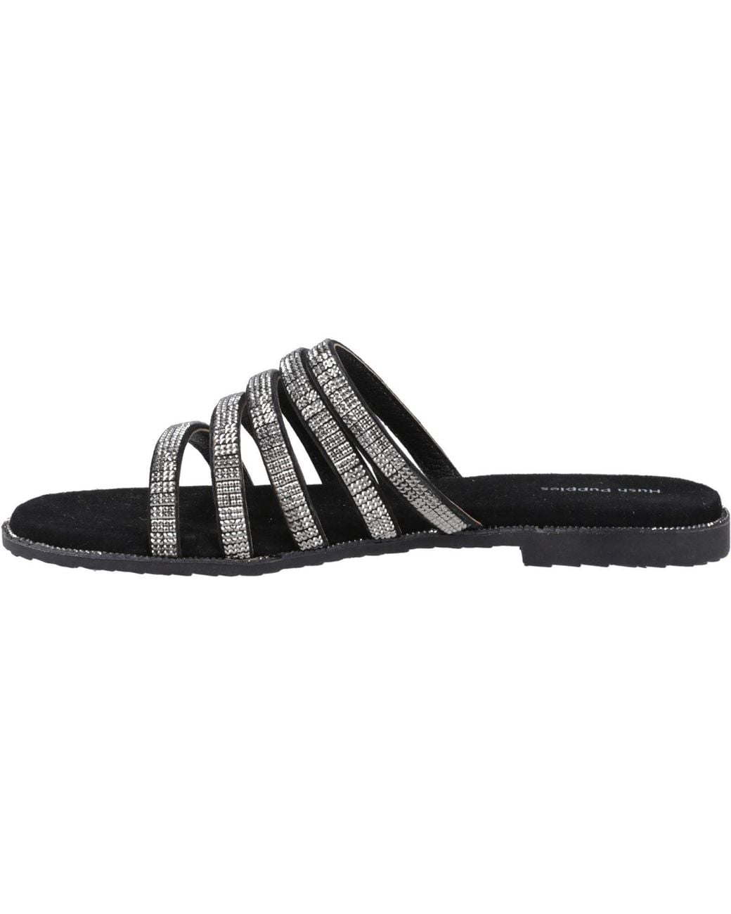 Hush Puppies Black Paris Slide Suede Sandals