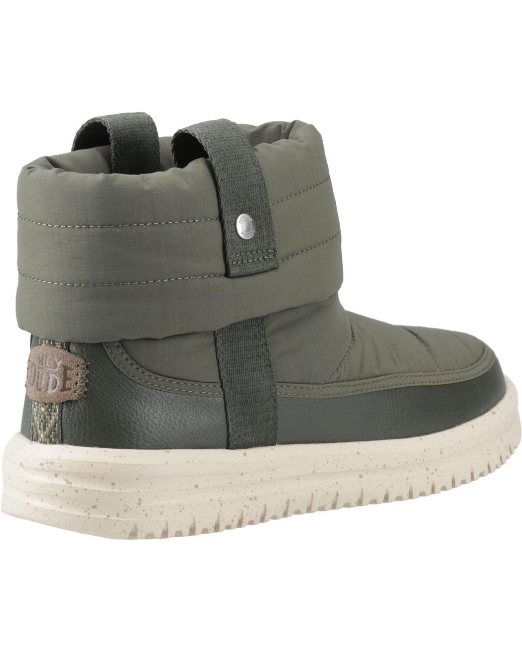 HeyDude Green Camden Cuff Nylon Quilt Nylon Winter Ankle Boots
