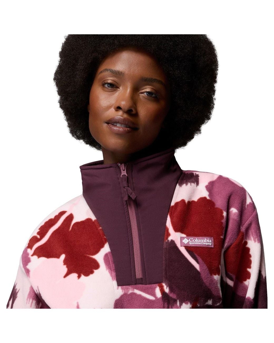 Columbia Red Sequoia Grove Ii Printed Half Zip Polyester Fleece Pullover