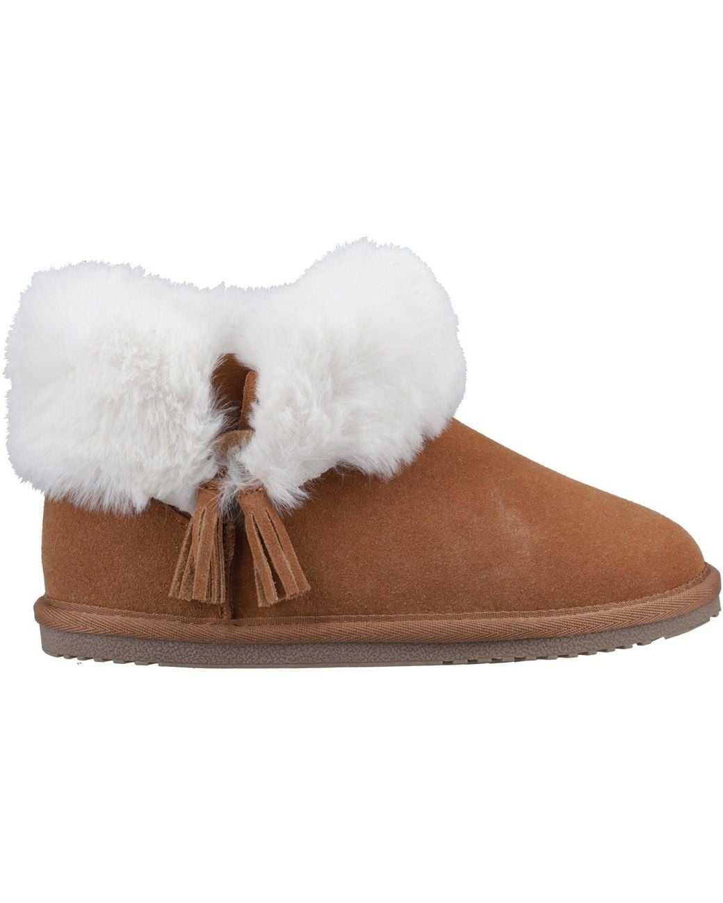 Hush Puppies Brown Ayana Suede And Faux Fur Slippers