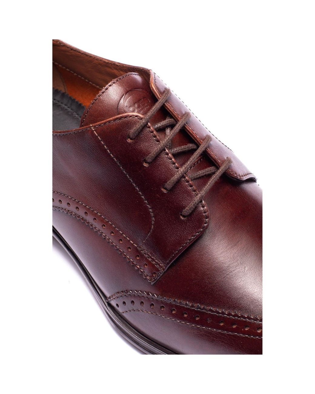 Base London Red Sloane Leather Brogues Shoes for men