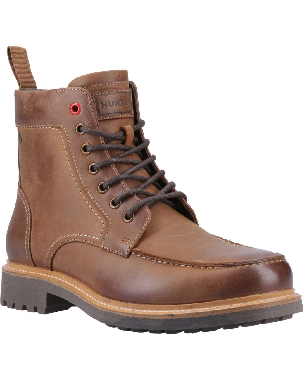 Hunter Brown Shaws Leather Dark Tan Ankle Boots for men