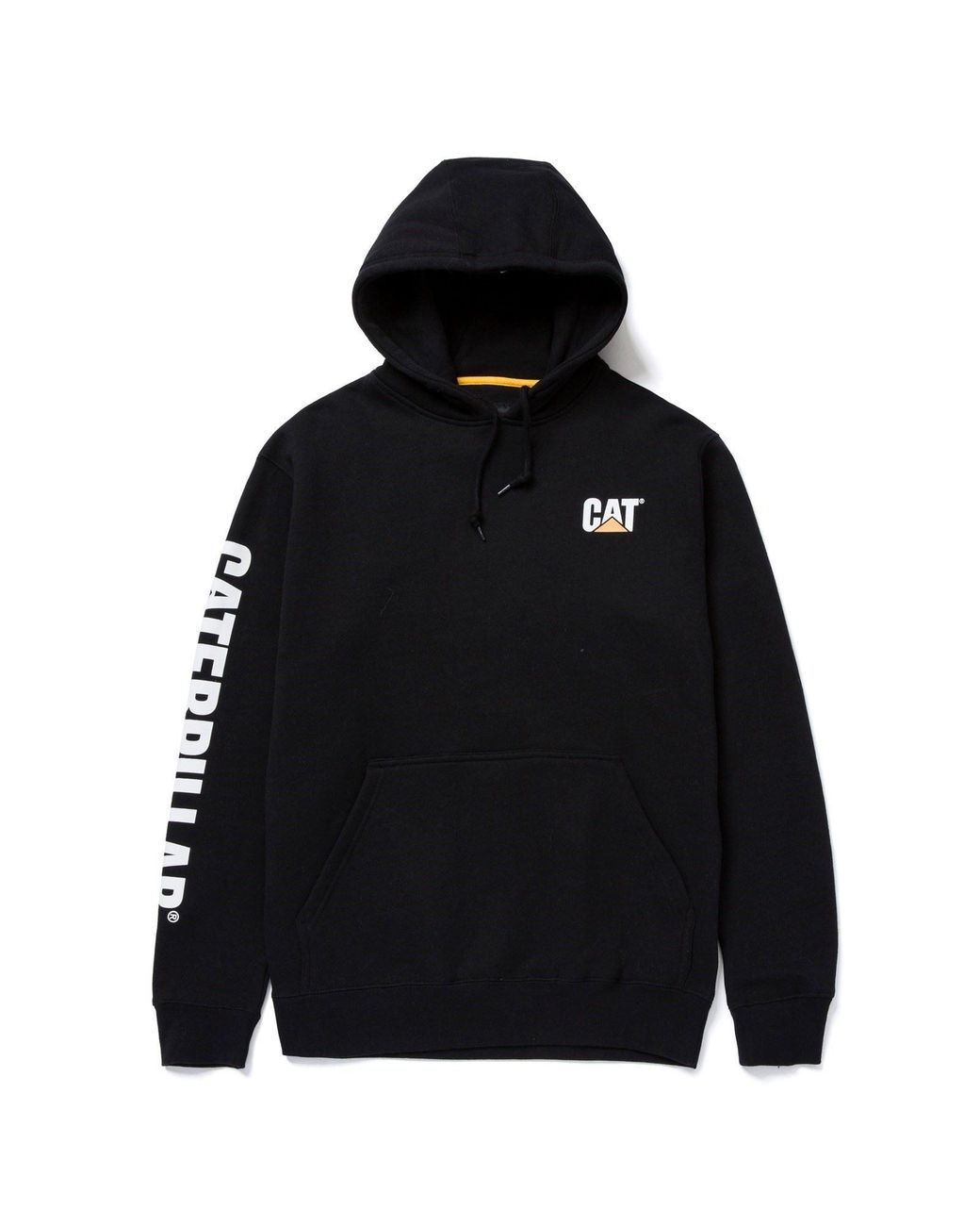 Caterpillar Black Trademark Banner Cotton Hoodie for men