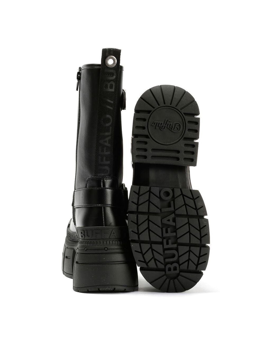 Buffalo Black Gospher Biker Mid Vegan Boots