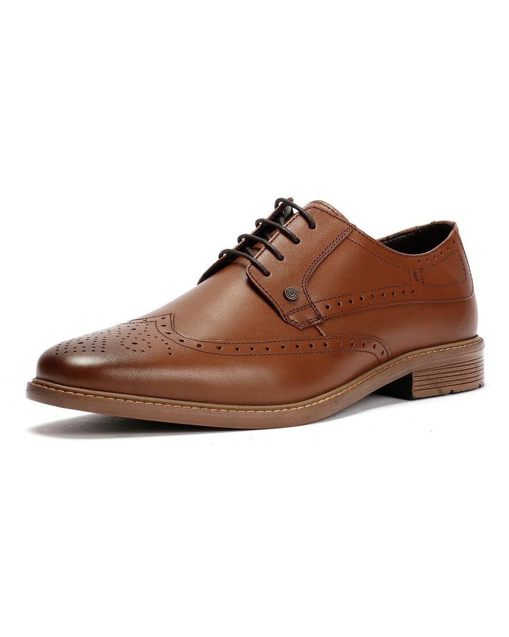Lambretta Black Stockton Leather Tan Lace-Up Shoes for men
