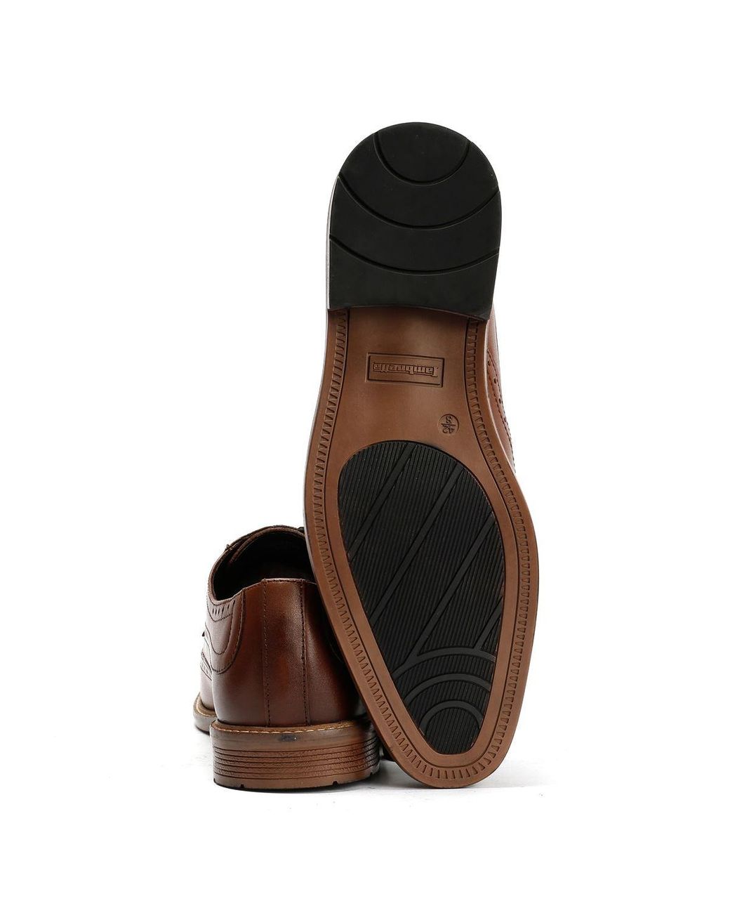 Lambretta Black Stockton Leather Tan Lace-Up Shoes for men