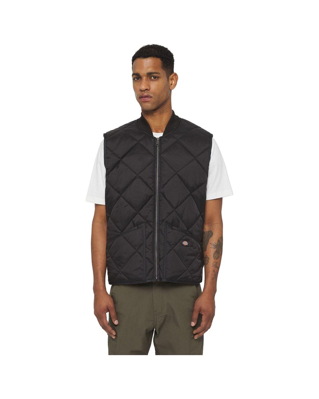 Dickies Black Diamond Quilted Vest Gilets Nylon for men