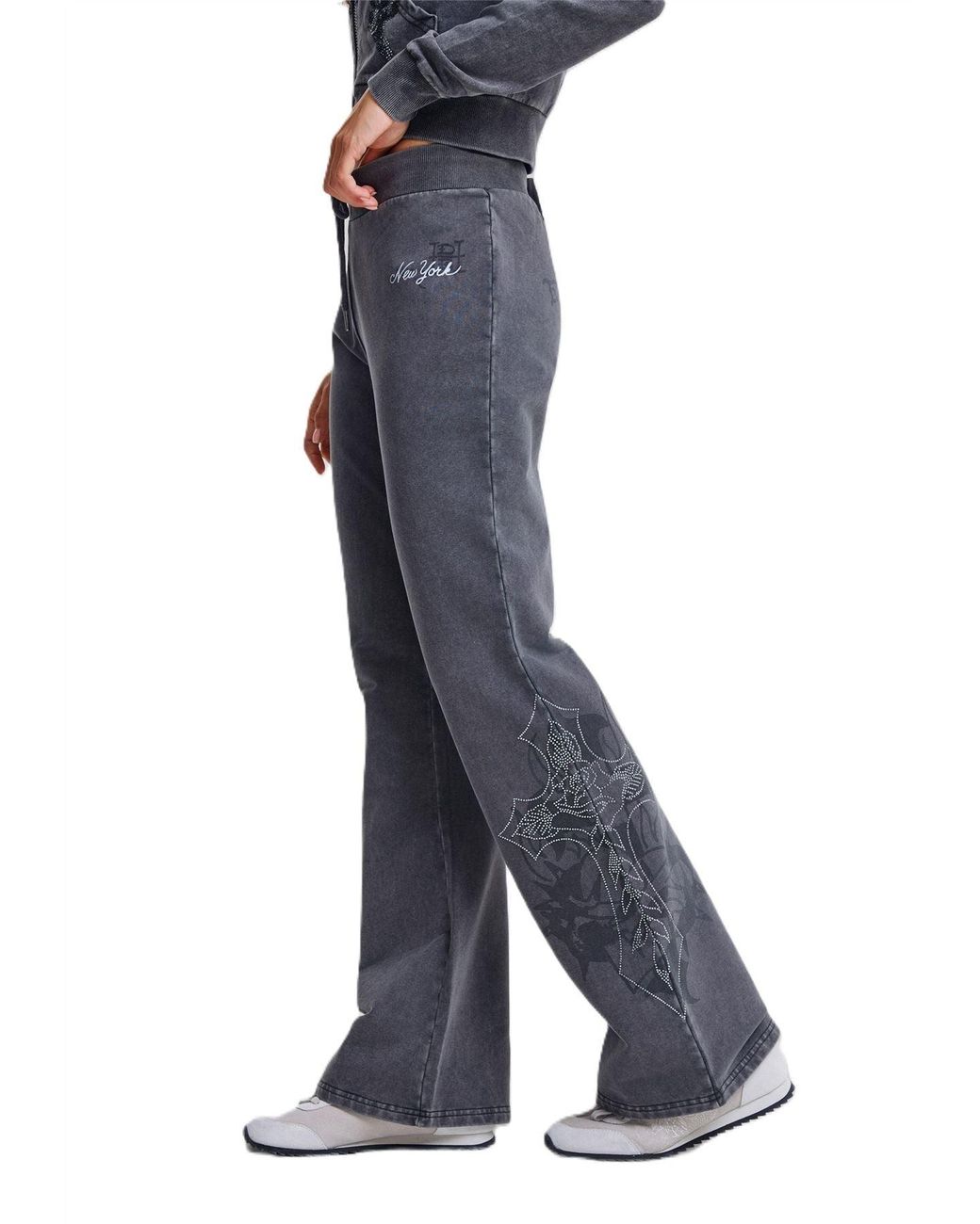 Ed Hardy Blue Cross And Thorn Flared Joggers