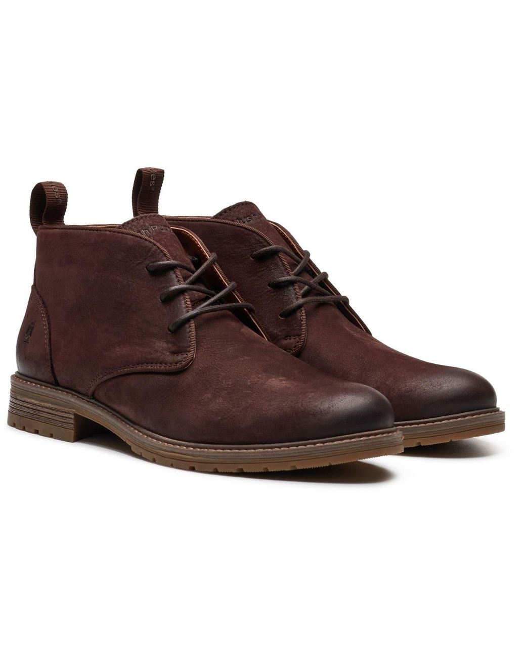 Hush Puppies Brown Ricky Leather Dark Ankle Boots for men