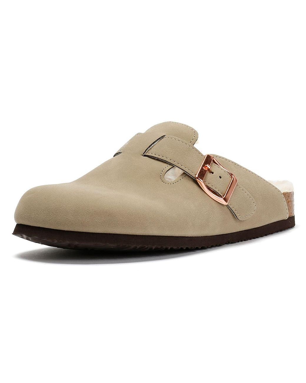 Original Penguin Black Poppy Fur Suede Sand Mules