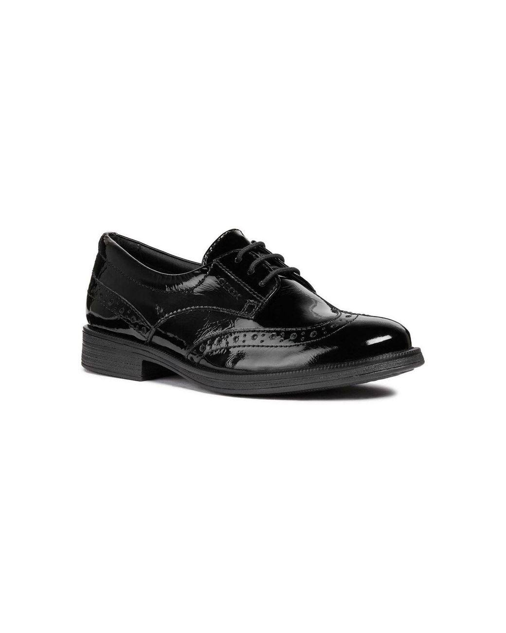 Geox Black J Agata D Leather Patent Brogues