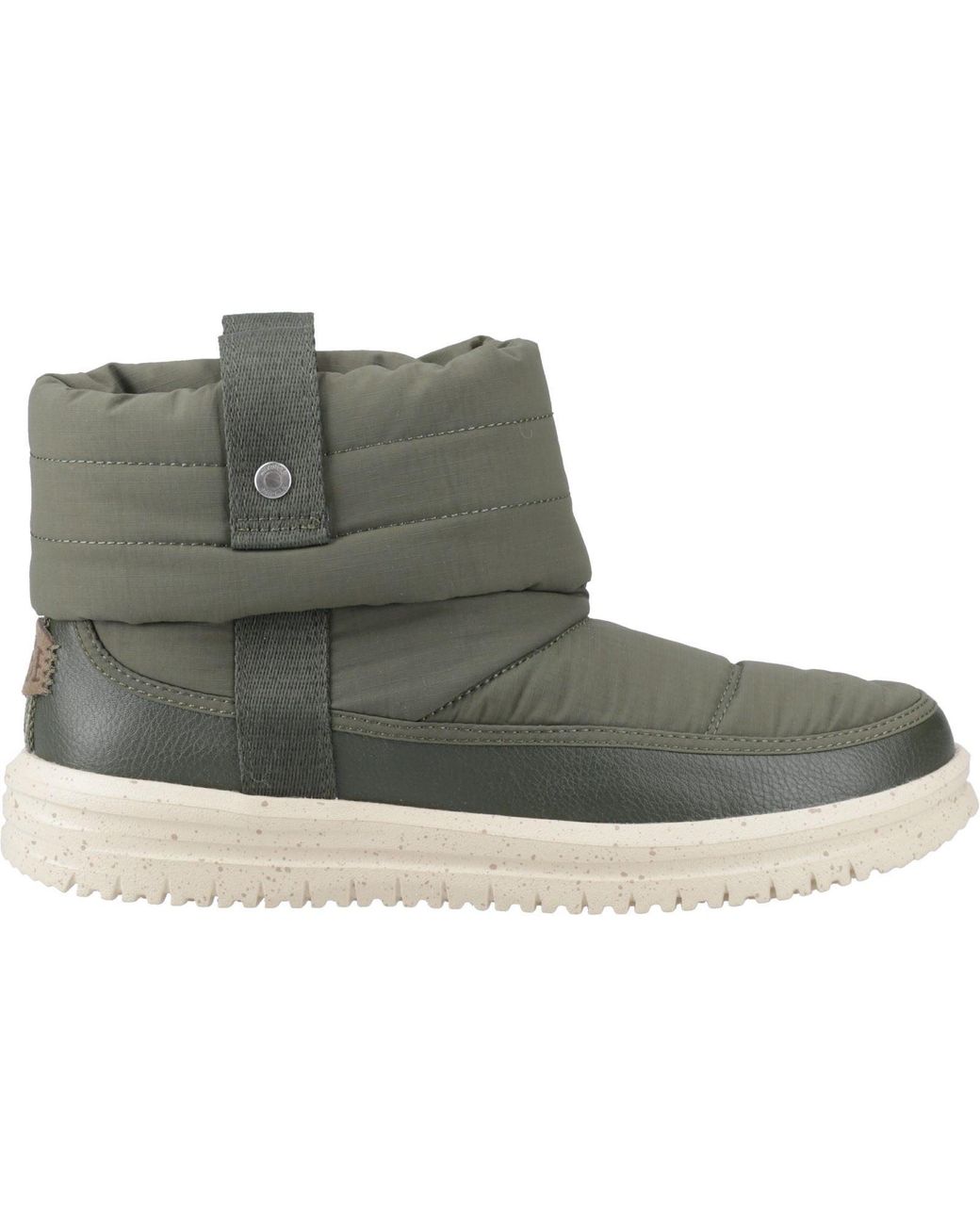 HeyDude Green Camden Cuff Nylon Quilt Nylon Winter Ankle Boots