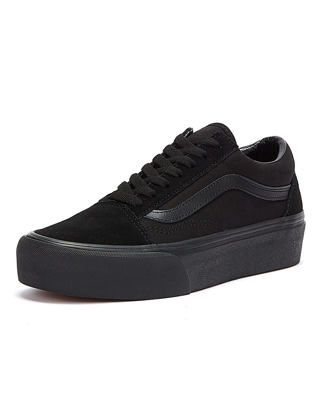 vans old skool triple black platform trainers